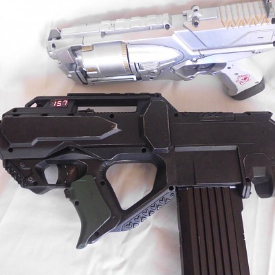 Nerf Strongarm:
N&J Arm Model Decapitator

Nerf Rayven:
N&J Arms Model TAR (Tactical Assault Rifle) mit Tim Taylor Mod
