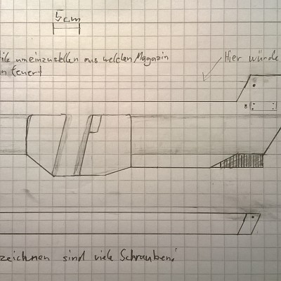 Version 1 des FTSG
3 Magazine a 20 Darts a 2,5cm Lange Darts.