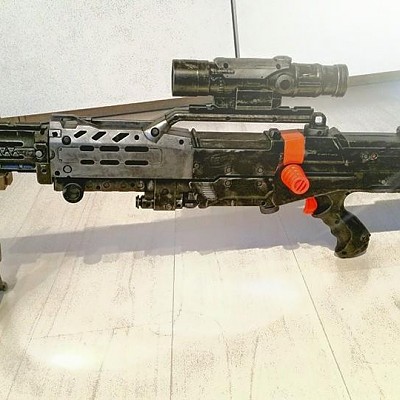 Zombiestrike Longshot CS-6 + Retaliator-Laufverlängerung + Longshot-Scope, Seitenansicht "Deadshot"